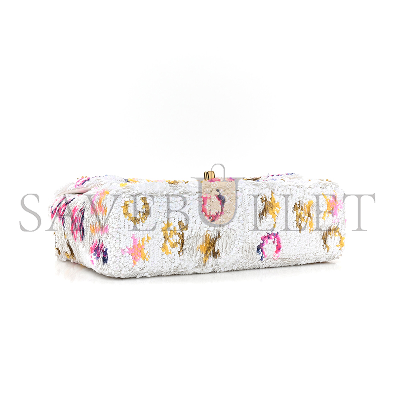 CHANEL MASTER SEQUIN SMALL SINGLE FLAP WHITE MULTICOLOR AS4561 (21*14*8cm)